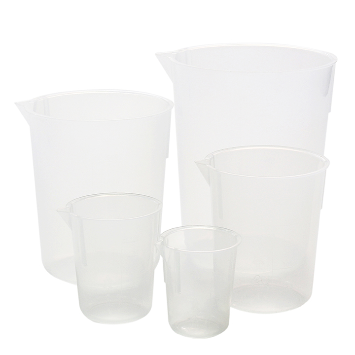 Ulab Scientific Plastic Beaker Set 5 Sizes 50ml 100ml 250ml 500ml 1000ml Stackable With Spout 2390