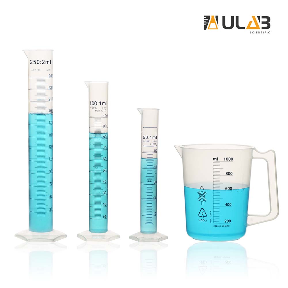ULAB Handled Plastic Beaker and Measuring Cylinder Set, 1pc of 1000ml