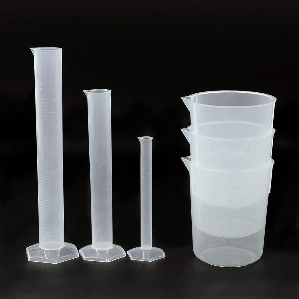 Ulab Scientific Stackable Graduated Plastic Beaker And Measuring Cylinder Set Including 3pcs Of 6058