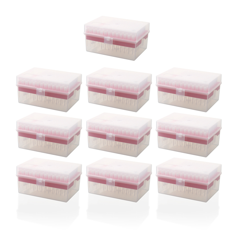 Disposable Pipette Tips with Filter, 960pcs of Vol. 200 µL, Molded Graduation, RNase Free, DNase Free, Nonpyrogenic, 96 Tips/Rack, 10 Racks/Box