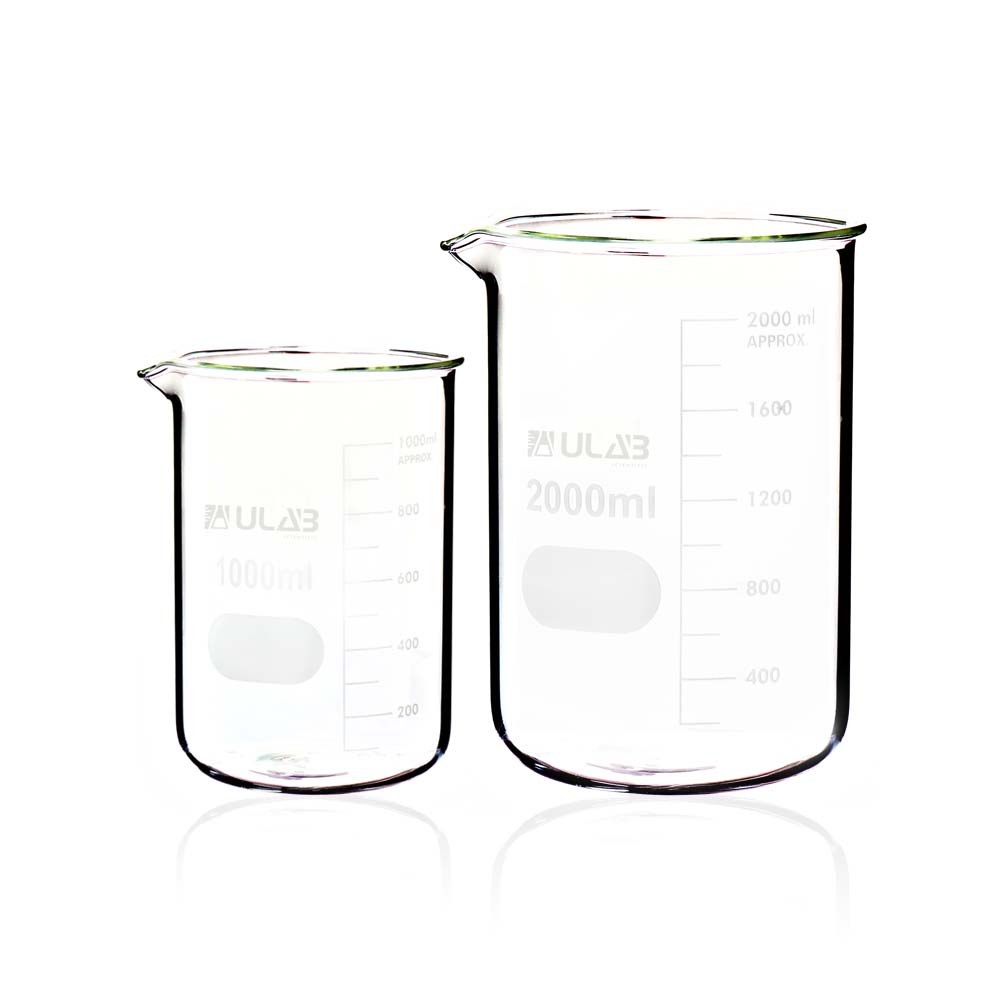 Verre Gradué 2 Gobelets Verre Borosilicate ULAB - 1000ml Et 2000ml