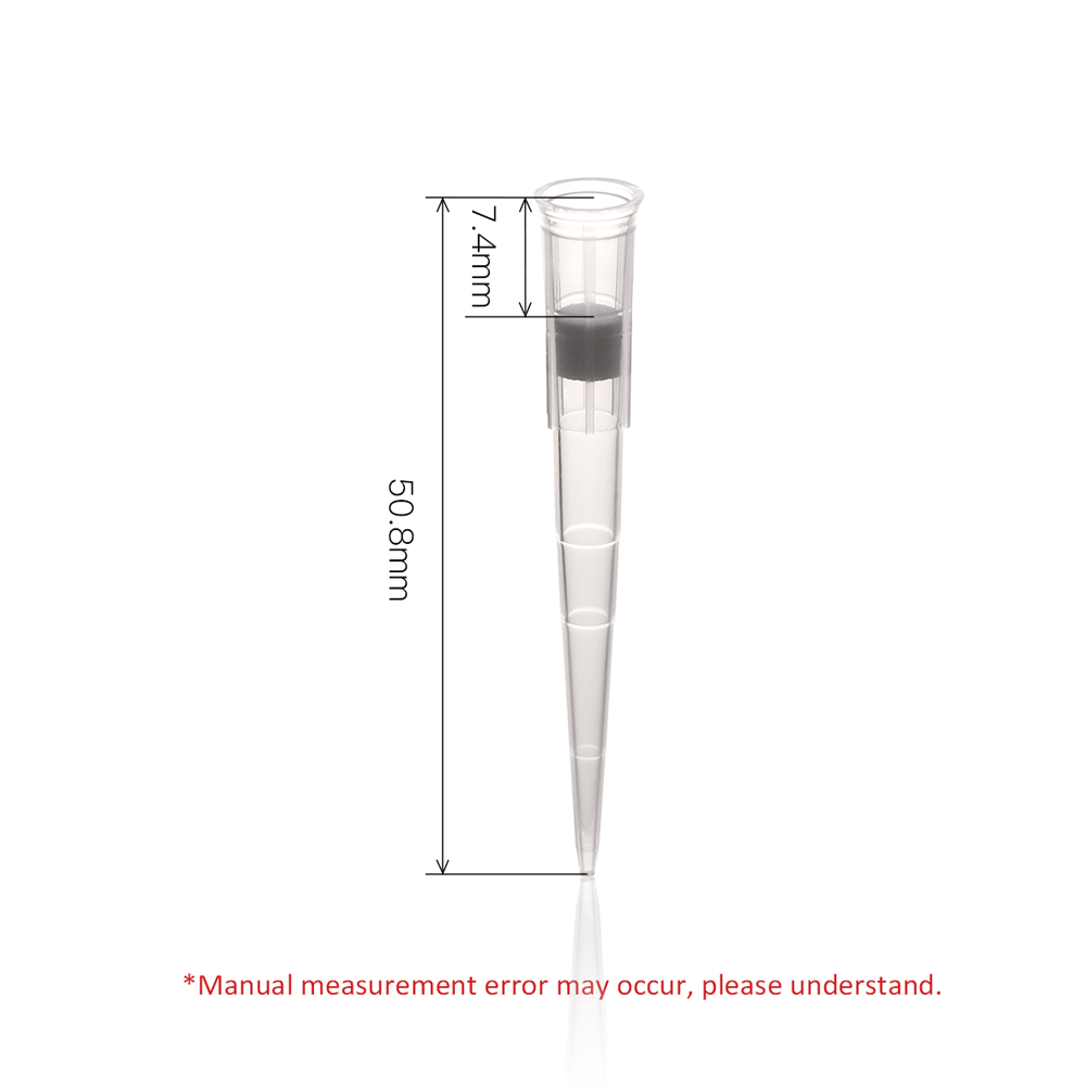 Disposable Pipette Tips with Filter, 960pcs of Vol. 200 µL, Molded Graduation, RNase Free, DNase Free, Nonpyrogenic, 96 Tips/Rack, 10 Racks/Box