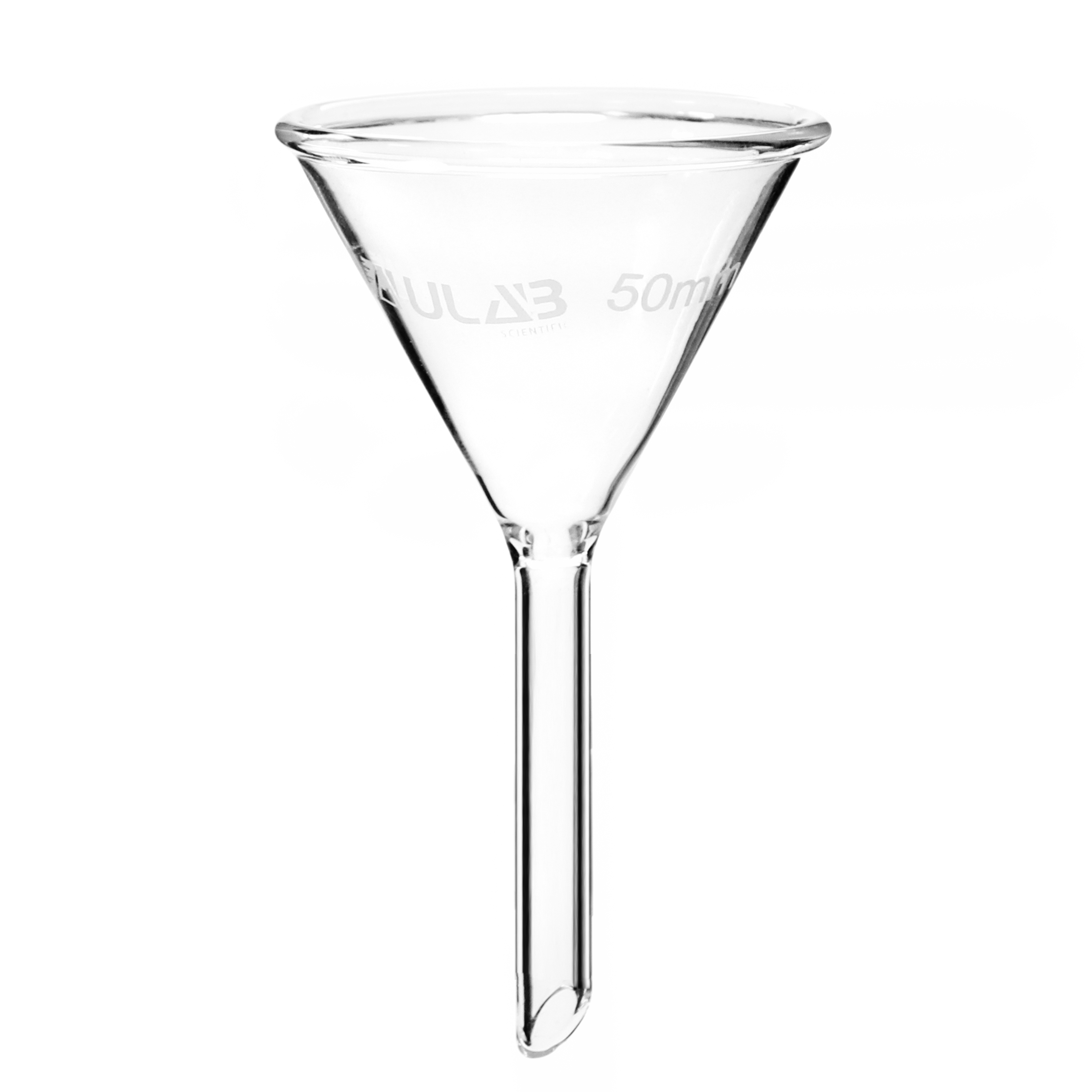 ULAB Scientific Glass Essential Oil Funnel 50mm, Stem Diameter 7mm, 3.3 Borosilicate Glass, UGF1001