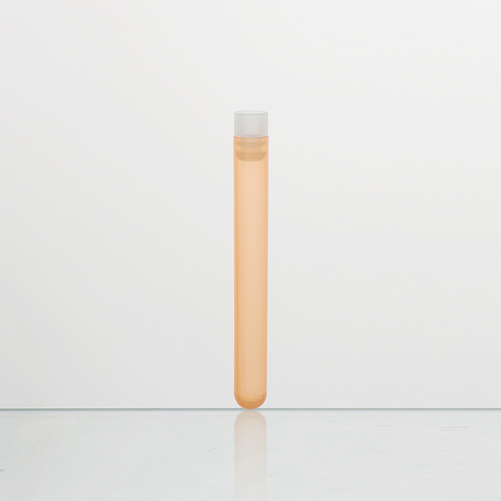 ULAB Plastic Test Tubes with Flange Stoppers, 50pcs of Dia.16x125mm Party Tubes, Light Orange Color, 50pcs PE Flange Stoppers, Dia.16mm, Nature Color, UTT1019