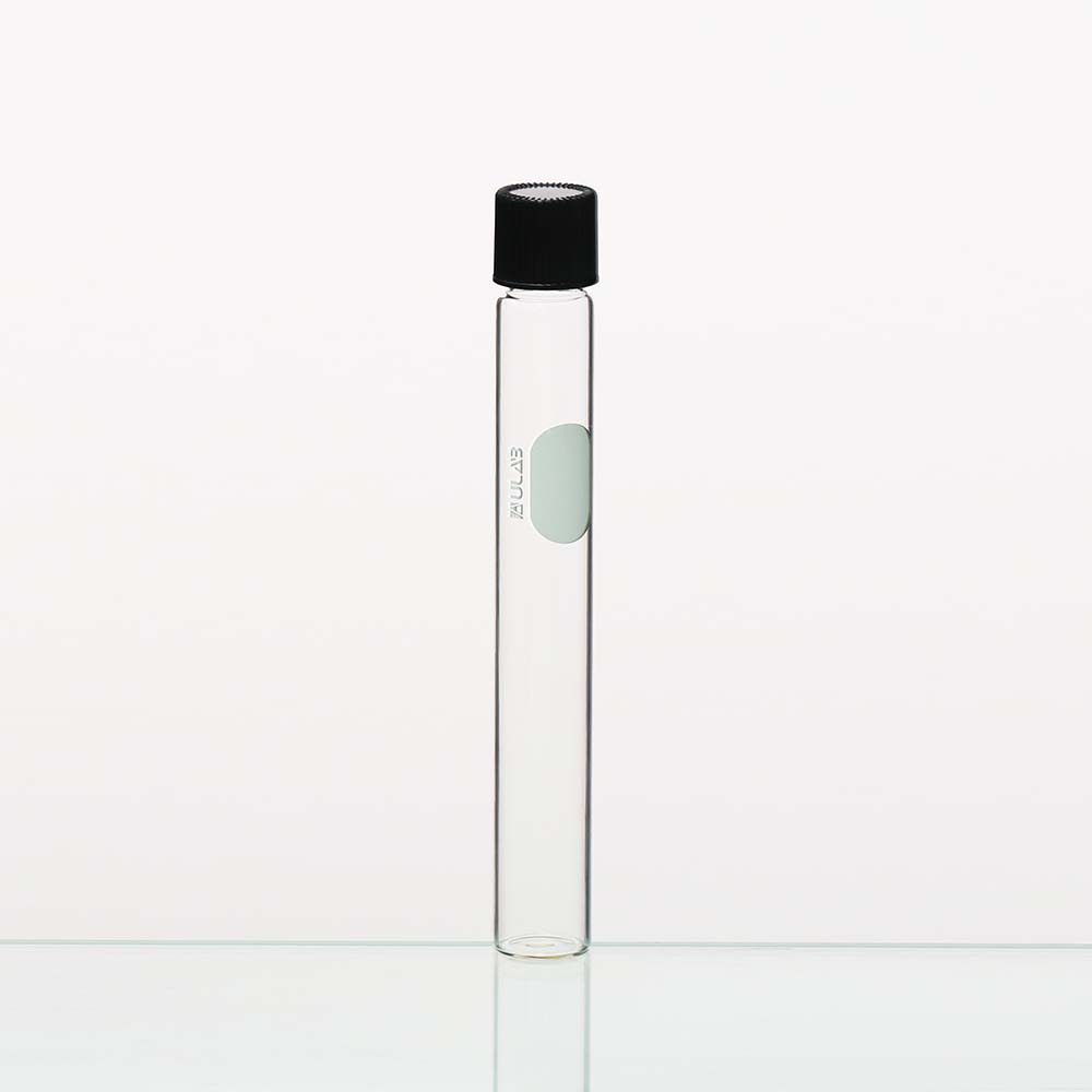 ULAB Test Tubes with Black Screw Caps, Vol.15ml, Dia.16x150mm with Marking Area, Borosilicate Glass Material, Pack of 20, UTT1013