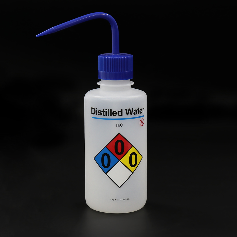 ULAB Scientific Wash Bottle Set, 1 of Each for Self-Venting Safety Wash Bottles of Distilled Water and Ethyl Alcohol, Vol.500ml, LDPE Material, 1pc of General Wide-Mouth wash Bottle, LDPE Material